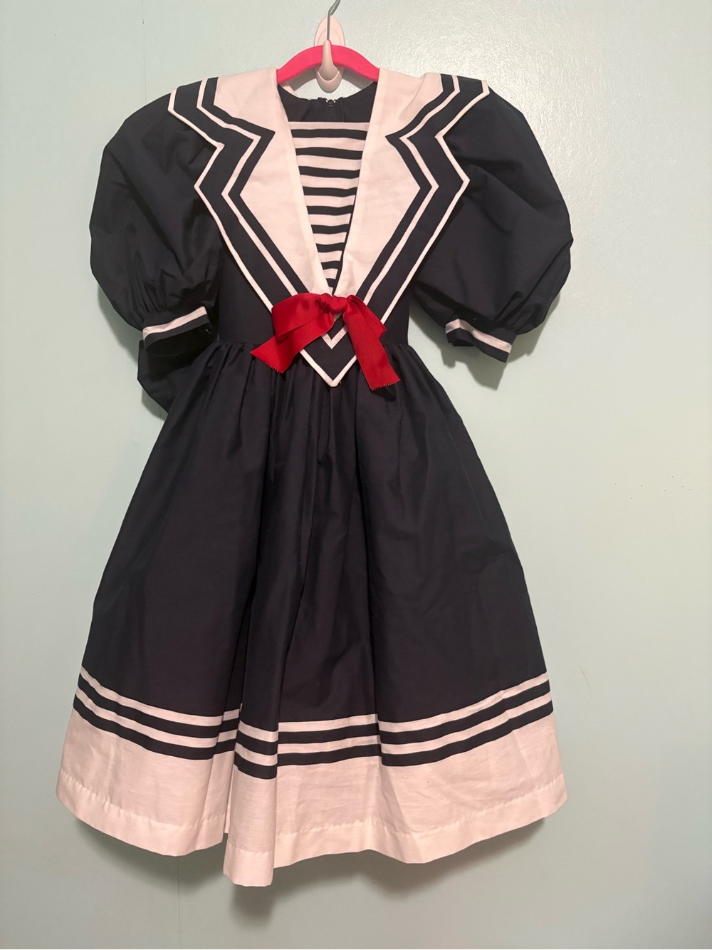 Navy Sailor-Inspired Kids Theater Costume with Red Bow